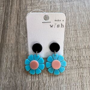 Blue and Pink Flower Earrings